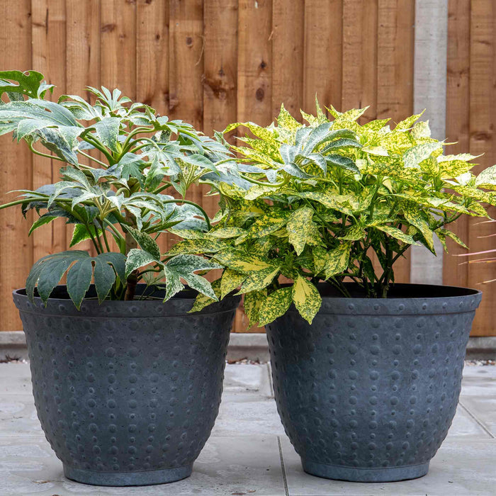 Hobnail Planter in Faux Concrete 43cm