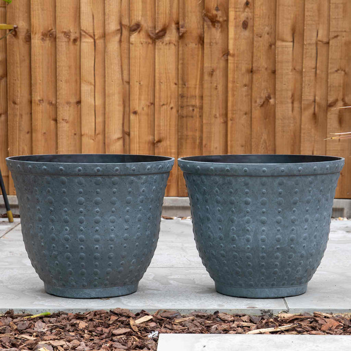 Hobnail Planter in Faux Concrete 43cm