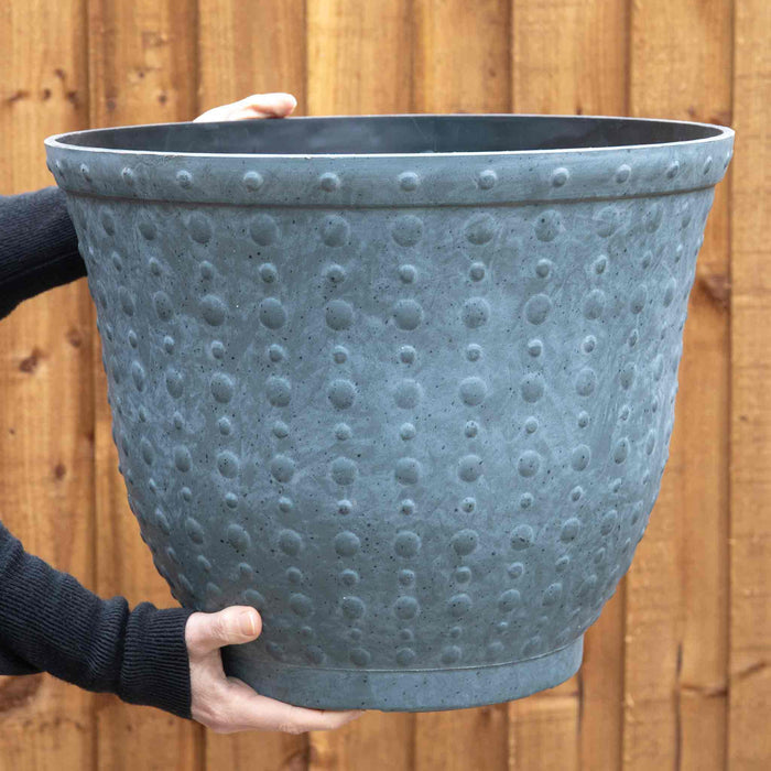 Hobnail Planter in Faux Concrete 43cm