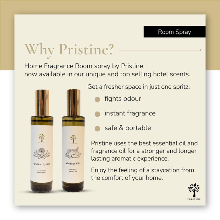 PRISTINE AROMA Hotel Scents Room Spray - Maldives Villa 100ml | Isetan KL Online Store