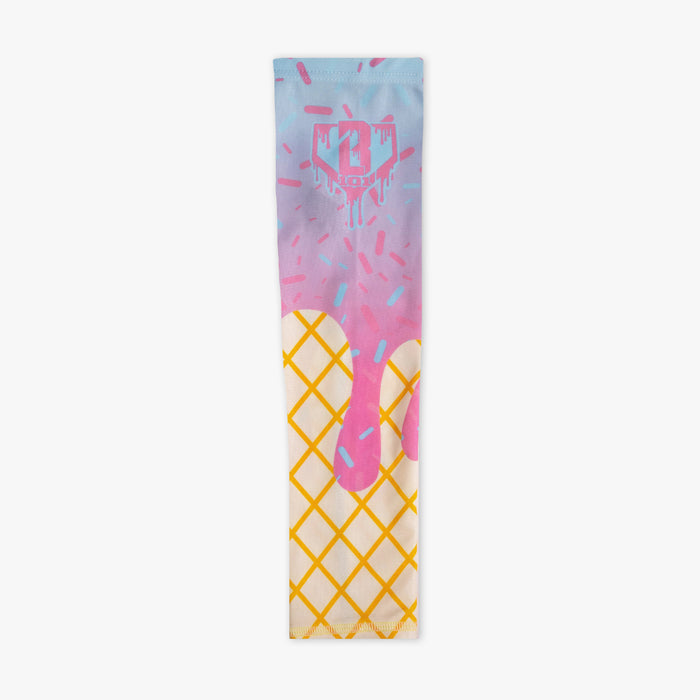 Adult model wearing ice Cream Arm Sleeve Frosted sleeve