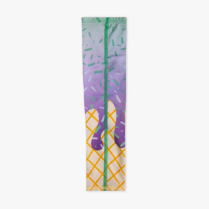 Youth model wearing ice Cream Arm Sleeve Purple Mint youth sleeve