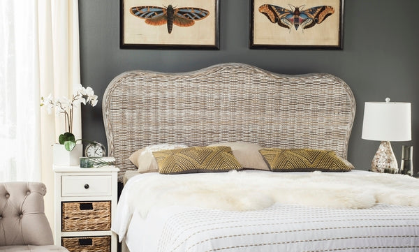 Imelda Rattan Headboard in White Wash
