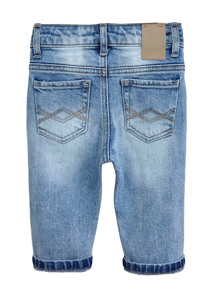 Infant Jeans,Baby Toddler Elastic Band Inside with D-ring Damaged Fashion Soft Stretch Denim Pants