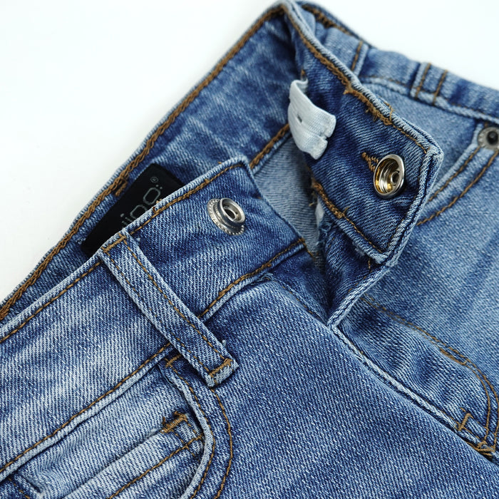 Infant Jeans,Baby Toddler Elastic Band Inside with D-ring4 Ripped Holes Distressed Soft Denim Pants