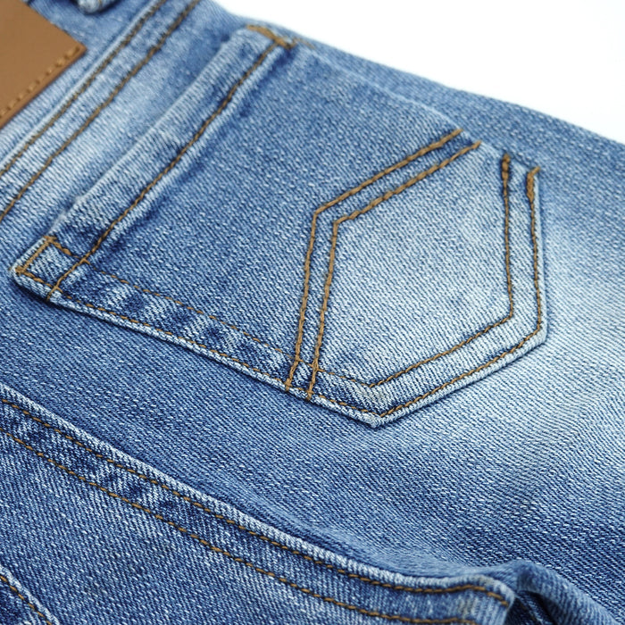 Infant Jeans,Baby Toddler Elastic Band Inside with D-ring4 Ripped Holes Distressed Soft Denim Pants