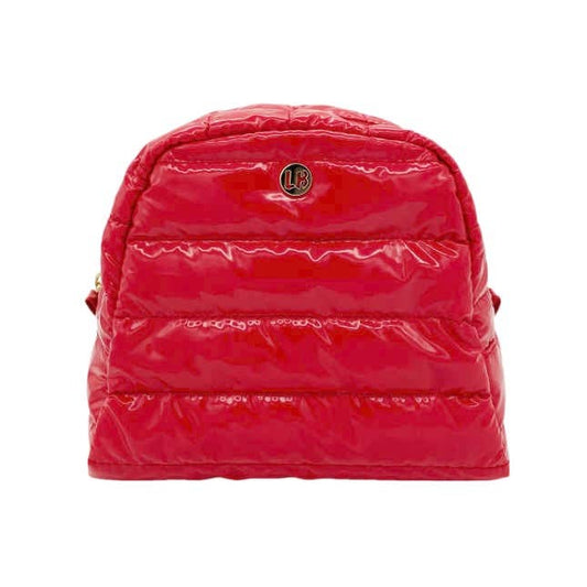 Lemonbella Irene Cosmetic Puffer Bag in Candy Apple color, soft padded bag with zipper closure and elegant design.