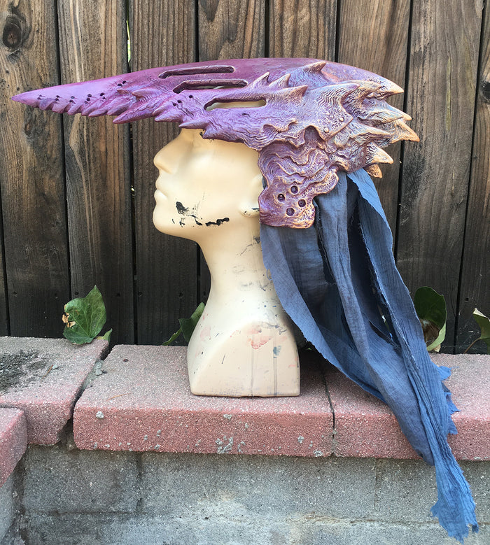 IRIDESCENT CORVUS HELM WITH PURPLE LEDS