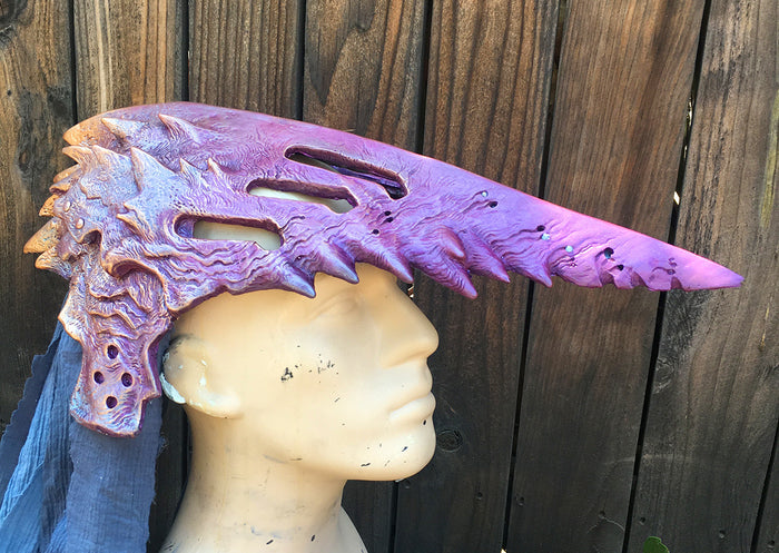 IRIDESCENT CORVUS HELM WITH PURPLE LEDS