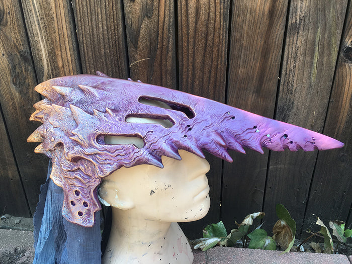 IRIDESCENT CORVUS HELM WITH PURPLE LEDS