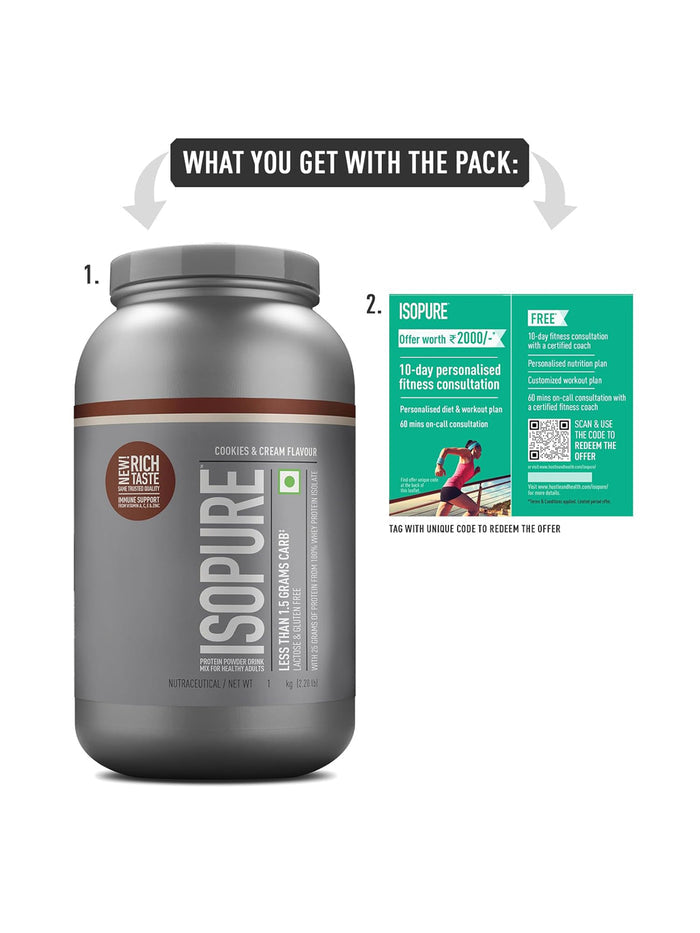 Isopure Low Carb Whey Protein Isolate Cookies & Cream Powder (1 kg)