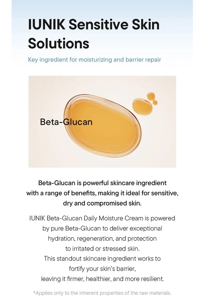 IUNIK Sensitive Skin Solutions with Beta-Glucan on a light background