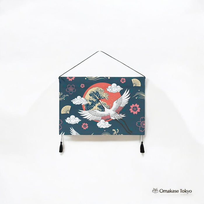 Japanese Style Crane & Vine Tapestry Wall Scroll