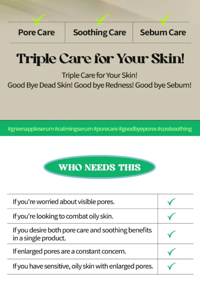Product advertisement for skin care with text on benefits and who needs it.
