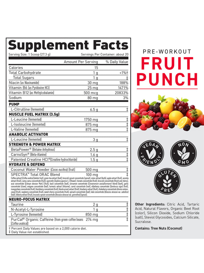 Kaged Pre-Workout Fruit Punch Powder (568 g)