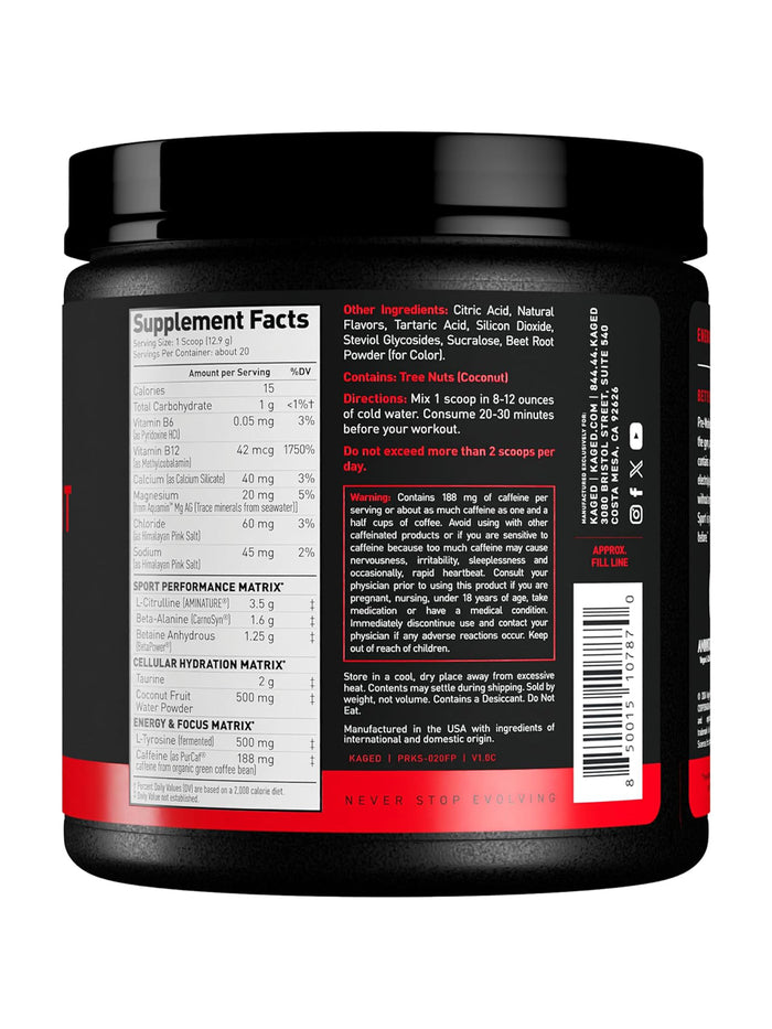 Kaged Pre-Workout Sport Fruit Punch Powder (258 g)