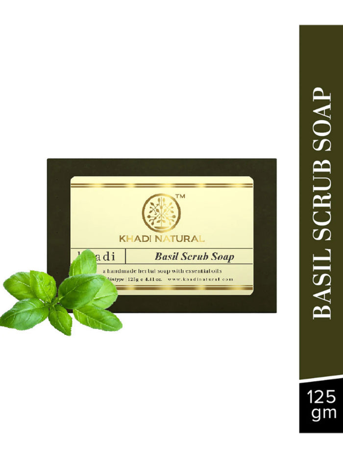 Khadi Natural Basil Scrub Soap (125g)