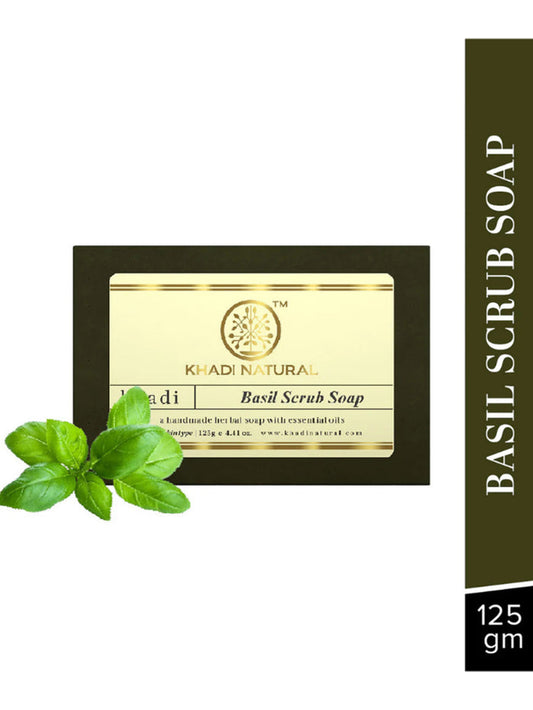 Khadi Natural Basil Scrub Soap (125g)