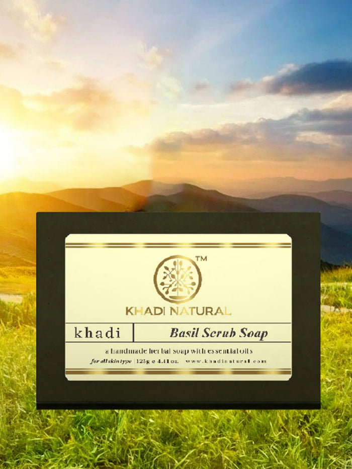 Khadi Natural Basil Scrub Soap (125g)