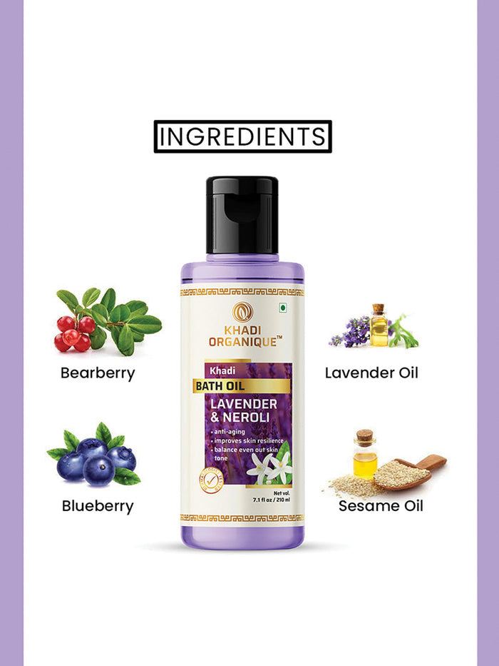Khadi Natural Lavender & Neroli Bath Oil (210ml)
