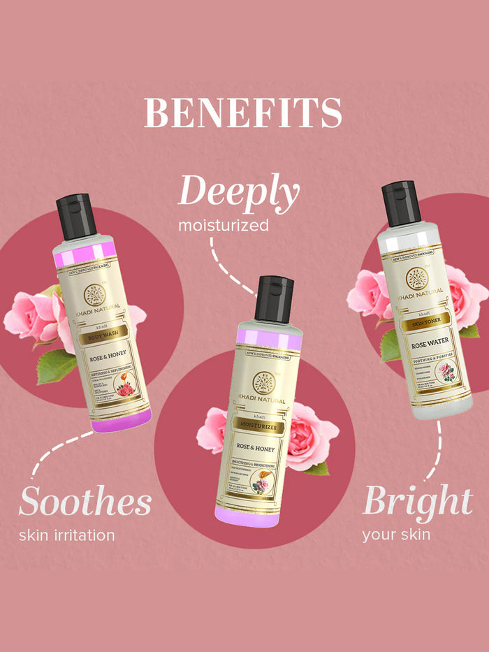 Khadi Natural Rose & Honey Care Pack (630ml)
