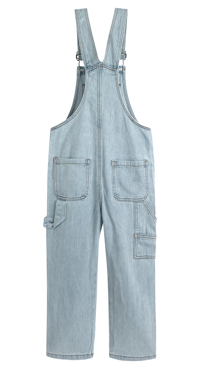 Kids' Denim Bib Overalls, Little Big Kids 3 Buttons Both Sides Jean Dungarees Pants