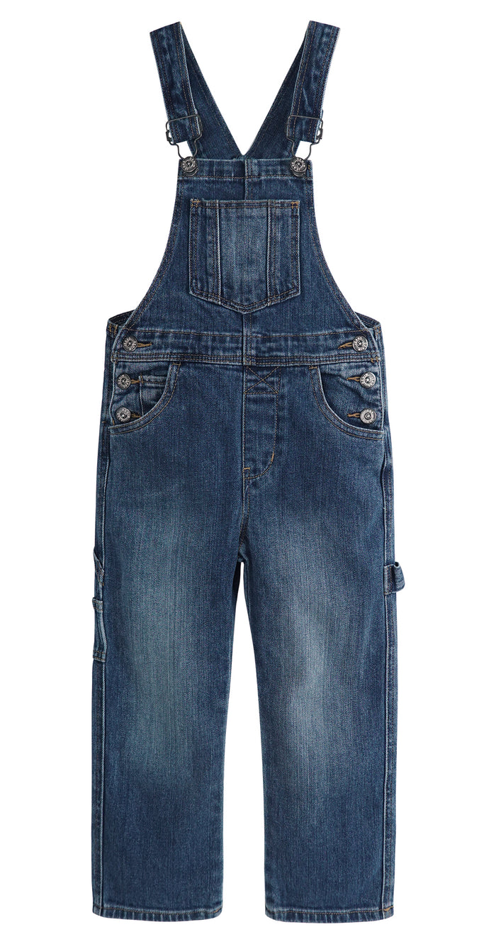 Kids' Denim Bib Overalls, Little Big Kids 3 Buttons Both Sides Jean Dungarees Pants