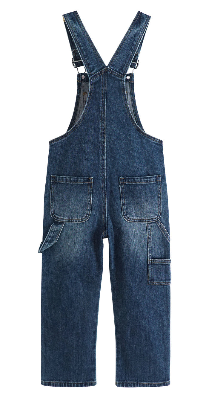 Kids' Denim Bib Overalls, Little Big Kids 3 Buttons Both Sides Jean Dungarees Pants