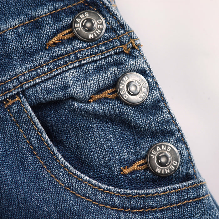 Kids' Denim Bib Overalls, Little Big Kids 3 Buttons Both Sides Jean Dungarees Pants
