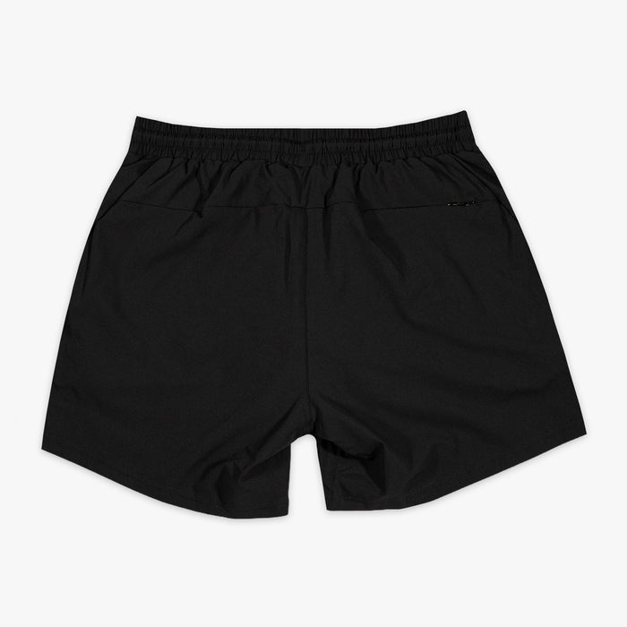 Black youth shorts with liner with "King Of JUCO Pro Series V2" design — back view