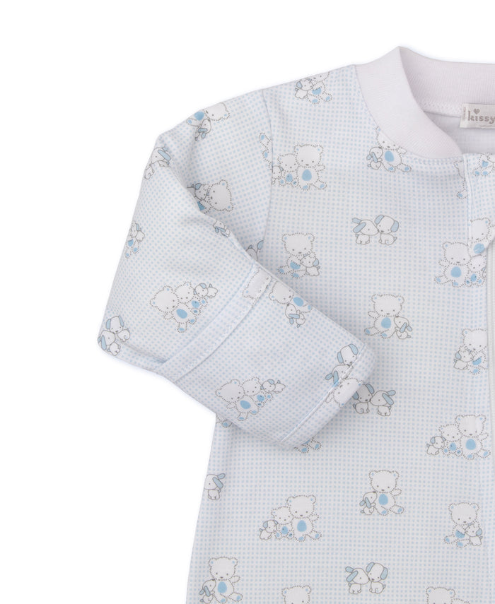 Kissy Kissy - Zip Footie - Beary Besties Blue