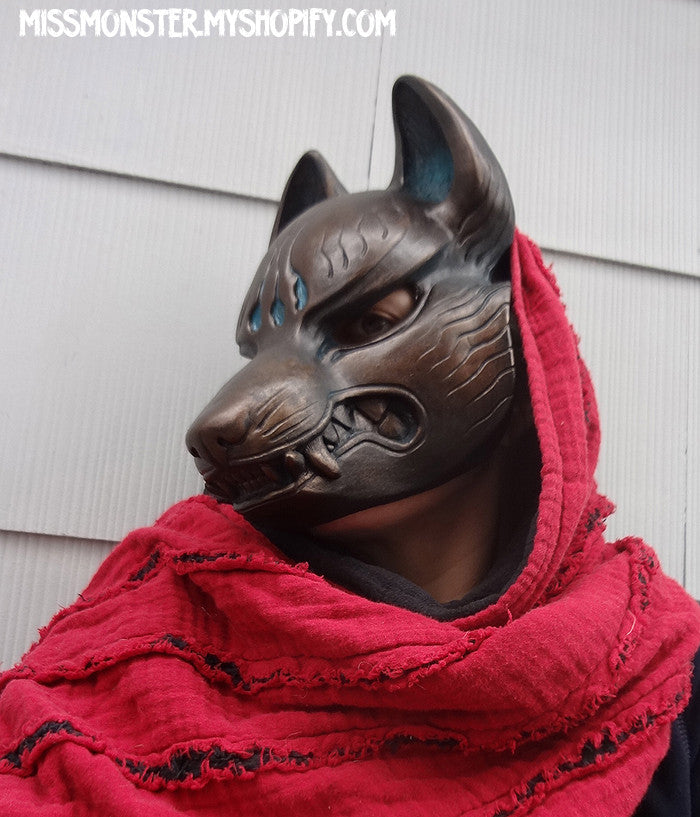 KITSUNE CAST RESIN MASK- METAL EDITION