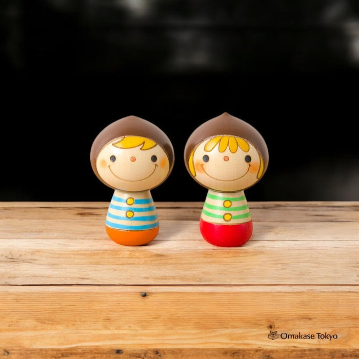 Kokeshi Figurine Set – Zukin-kun & Zukin-chan (Pair)