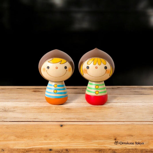 Kokeshi Figurine Set – Zukin-kun & Zukin-chan (Pair)