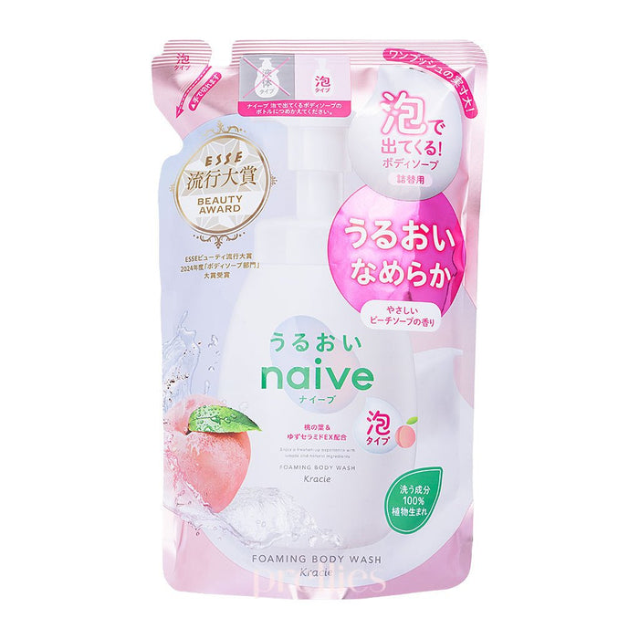 Kracie Naive Foaming Body Soap - Moisture (Peach Soap Scent) (Refill) 480ml (Pink)