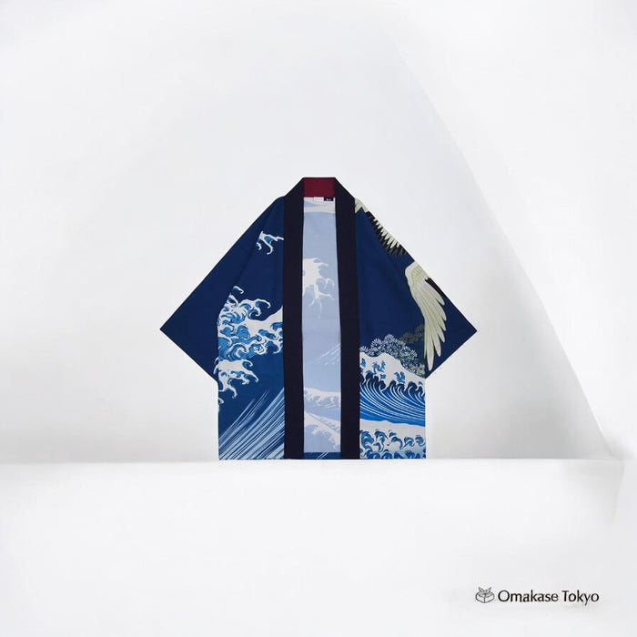 Large Wave Pattern Happi Coat #02 – Blue
