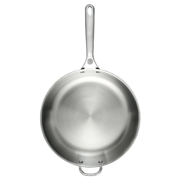 Le Creuset 12.5" Stainless Steel Deep Fry Pan With  Helper Handle