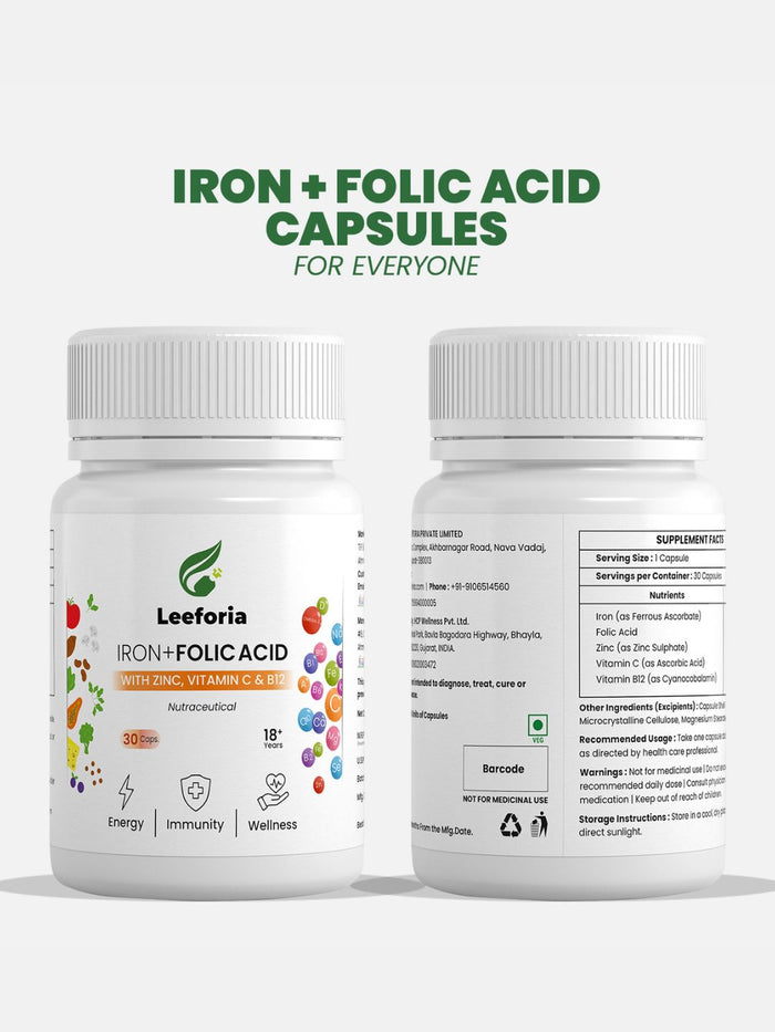 Leeforia Iron and Folic Acid (30 Capsules)