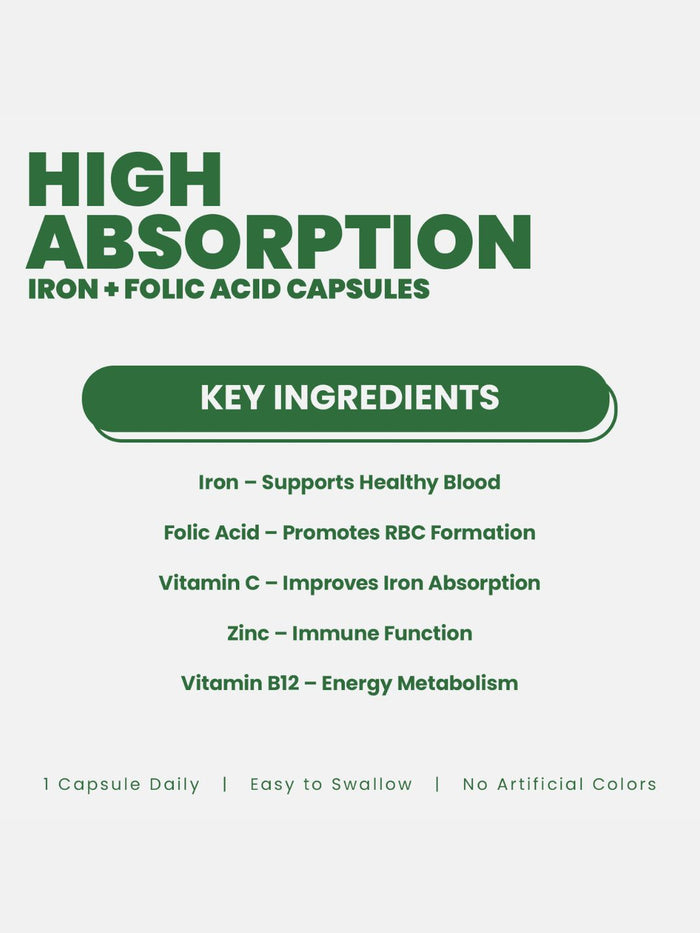 Leeforia Iron and Folic Acid (30 Capsules)