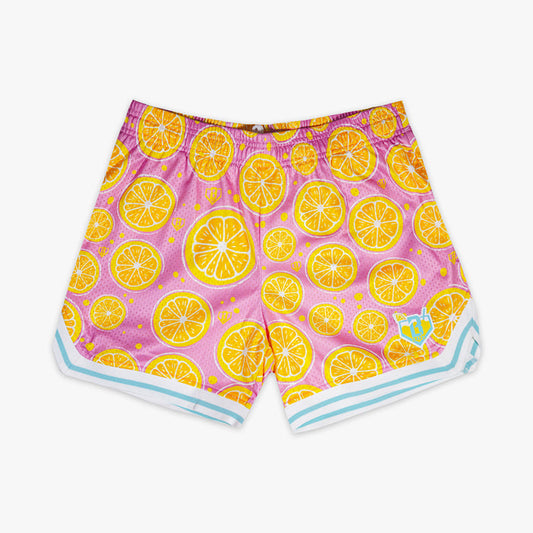 Pink Lemon Squeeze Court shorts — front view