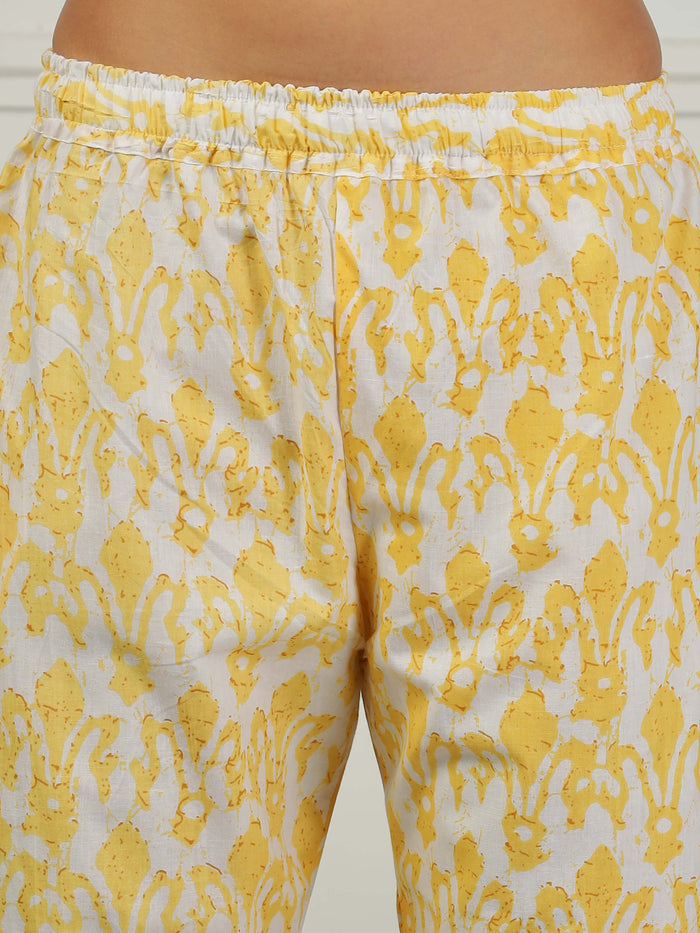Lavishing Chic Lemon Yellow Cotton Pajama Set for Women