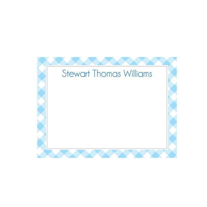 Light Blue Gingham Flat Note - Barque Gifts