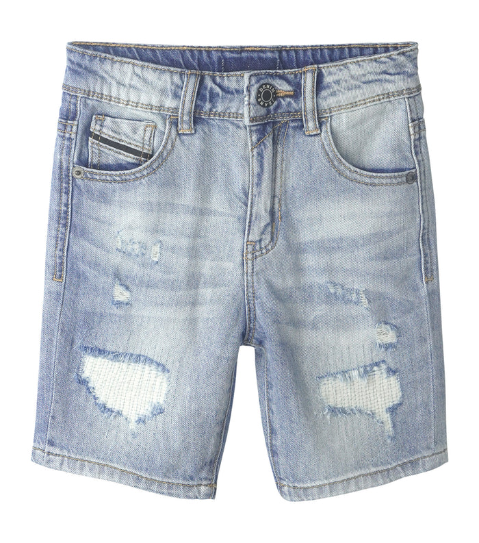 Little Big Boys Denim Shorts,Elastic Band Inside Ripped Knee-length Jean Summer Pants