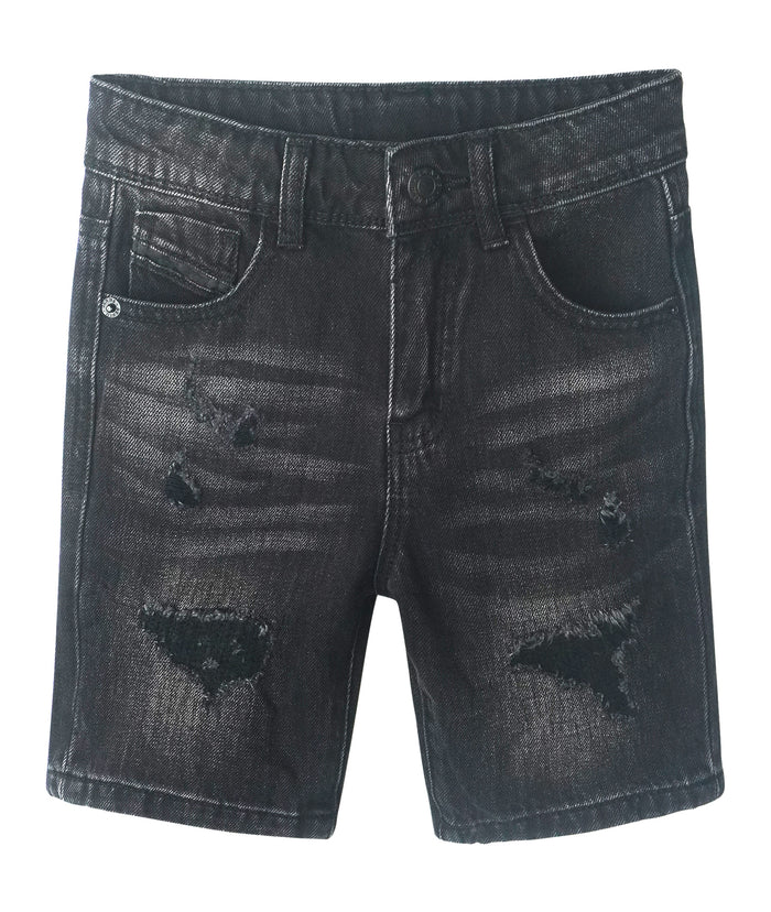 Little Big Boys Denim Shorts,Elastic Band Inside Ripped Knee-length Jean Summer Pants