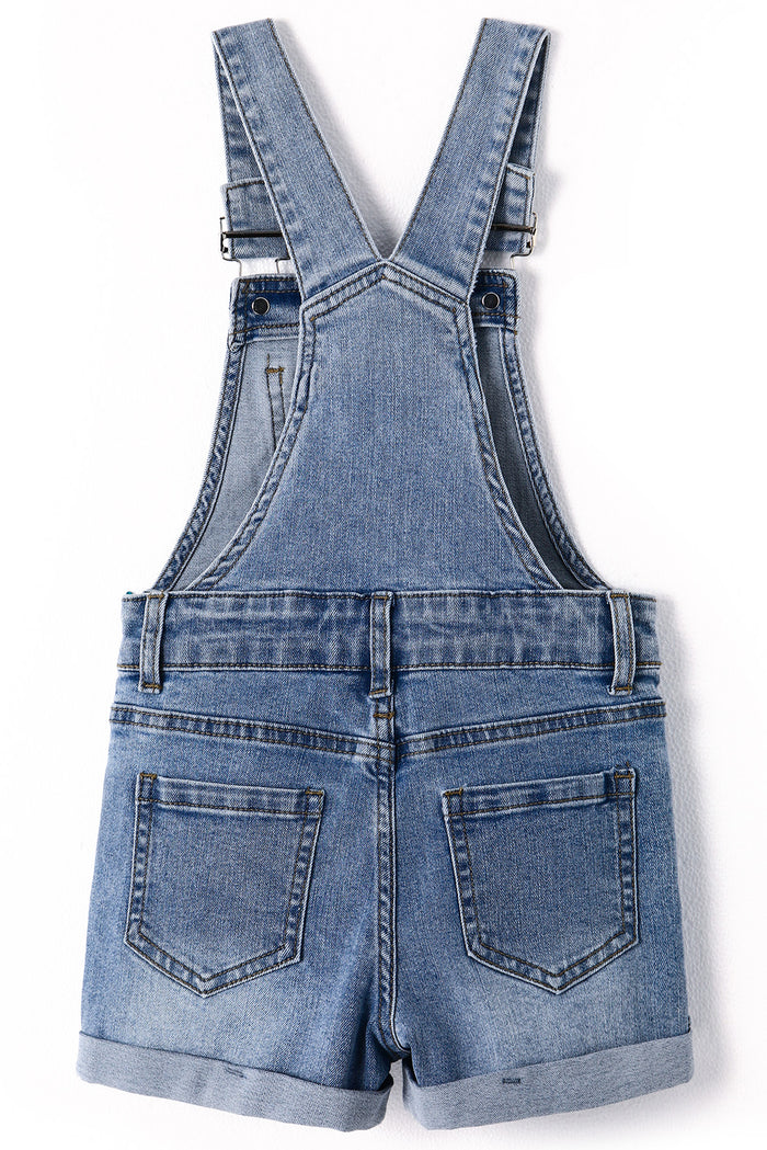 Little Big Girls Stretchy Denim Ripped Summer Shortalls