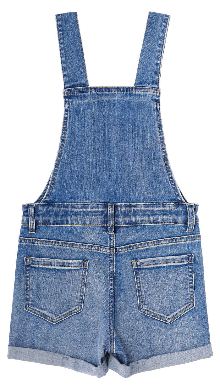Little Big Girls Stretchy Denim Ripped Summer Shortalls