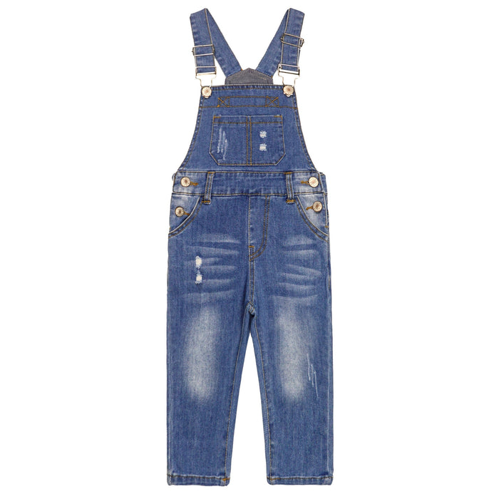 Little Boys Slim Fit Jeans Ripped Big Bib Pocket Fashion Denim Overalls