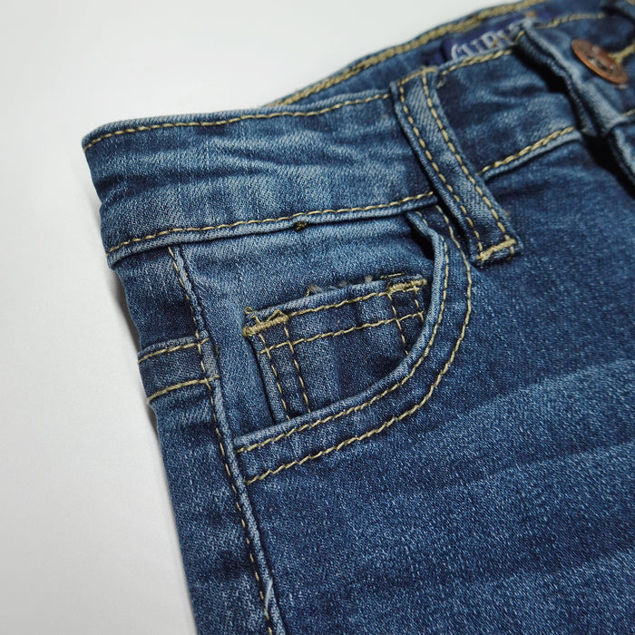 Little Girls Boys Elastic Band Ripped Straight Fit Soft Denim Pants Jeans