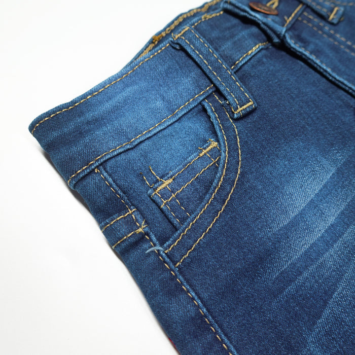Little Girls Boys Elastic Band Ripped Straight Fit Soft Jeans