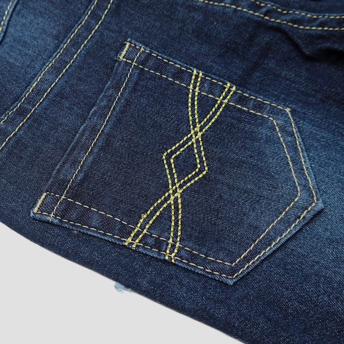 Little Girls Boys Jeans Elastic Band Ripped Straight Fit Soft Denim Pants
